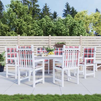 Perne cu spătar roșu carouri, 6 buc., 100x50x3cm, textil Oxford GartenMobel Dekor