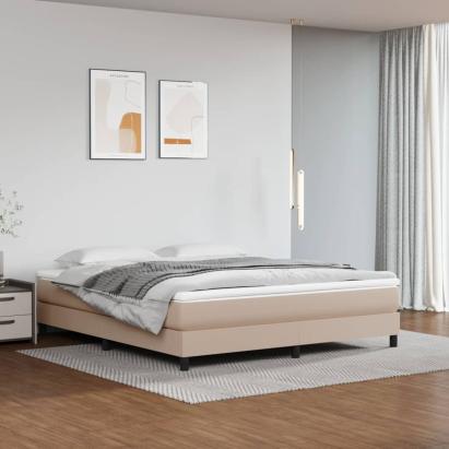 Pat box spring cu saltea, cappuccino, 180x200cm piele ecologică GartenMobel Dekor