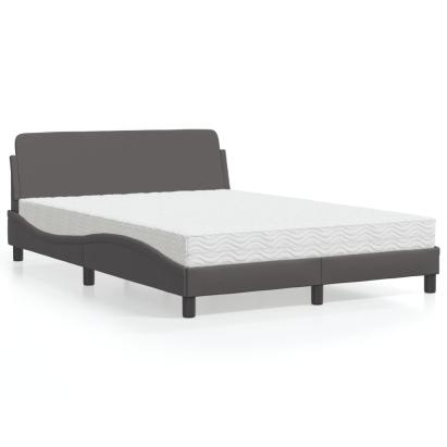 Pat cu saltea, gri, 120x200 cm, piele ecologică GartenMobel Dekor