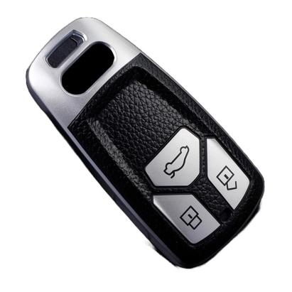 Husa Cheie Audi A4, SmartKey, Tpu, Aspect Piele, Gri AutoProtect KeyCars