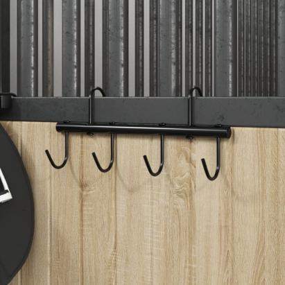 Cuier pentru căpăstru cu 6 cârlige pivotante, negru, oțel GartenMobel Dekor