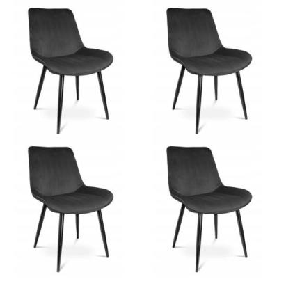 Set 4 scaune bucatarie/living, catifea, metal, negru,  54x61x83 cm, Viva GartenVIP DiyLine