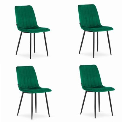 Set 4 scaune bucatarie/living, Artool, Lava, catifea, metal, verde si negru, 43x51x90 cm GartenVIP DiyLine