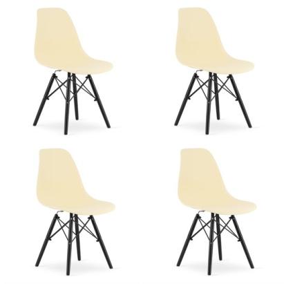 Set 4 scaune stil scandinav, Artool, Osaka, PP, lemn, crem si negru, 46x54x81 cm GartenVIP DiyLine