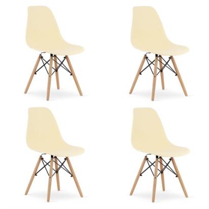 Set 4 scaune stil scandinav, Artool, Osaka, PP, lemn, crem si natur, 46x54x81 cm GartenVIP DiyLine