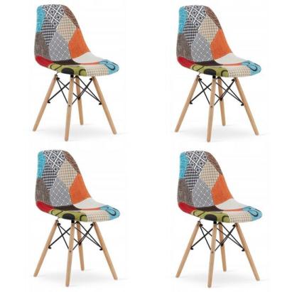 Set 4 scaune bucatarie/living, Artool, seul, textil, lemn, mozaic multicolor, 46.5x56.5x82.5 cm GartenVIP DiyLine