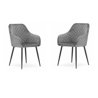Set 2 scaune bucatarie/living,  Artool, Nugat, catifea, metal, gri si negru, 58x54.5x91 cm GartenVIP DiyLine