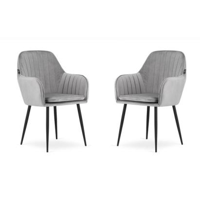 Set 2 scaune bucatarie/living,  Artool, Lugo, catifea, metal, argintiu si negru, 57.5x56.5x86.5 cm GartenVIP DiyLine