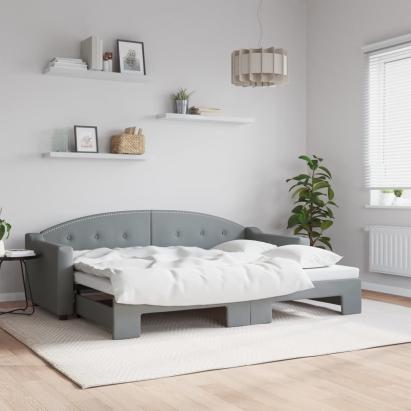 Pat de zi cu extensie, gri deschis, 80x200 cm, textil GartenMobel Dekor
