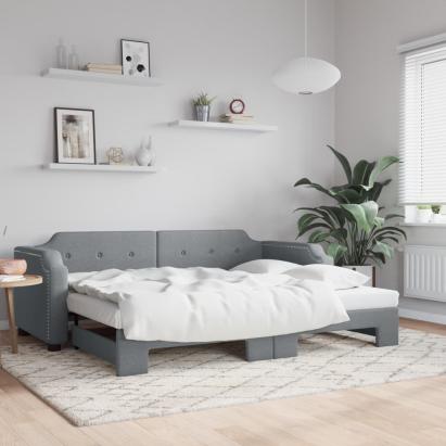 Pat de zi cu extensie, gri deschis, 80x200 cm, textil GartenMobel Dekor