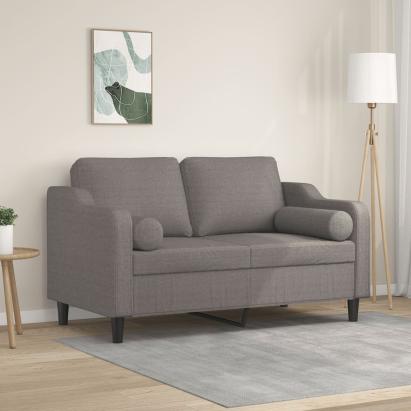 Canapea cu 2 locuri cu pernuțe, gri taupe, 120 cm, textil GartenMobel Dekor