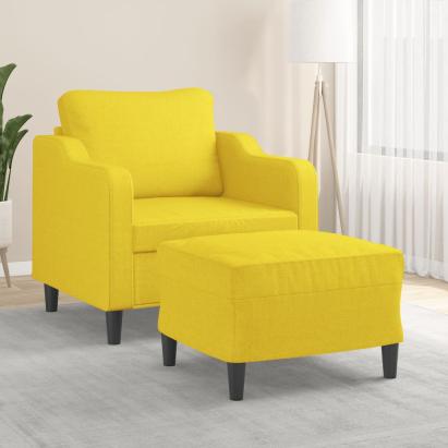 Fotoliu canapea cu taburet, galben deschis, 60 cm, textil GartenMobel Dekor