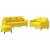 Set de canapele cu perne, 3 piese, galben deschis, textil GartenMobel Dekor