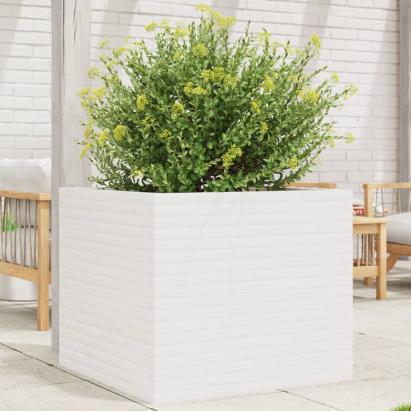 Jardinieră de grădină, alb, 80x80x68,5 cm, lemn masiv de pin GartenMobel Dekor