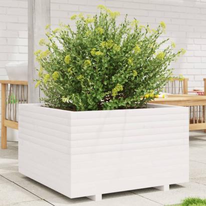Jardinieră de grădină, alb, 80x80x49,5 cm, lemn masiv de pin GartenMobel Dekor