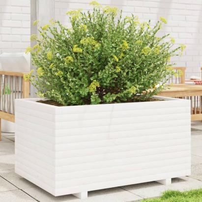 Jardinieră de grădină, alb, 90x60x49,5 cm, lemn masiv de pin GartenMobel Dekor