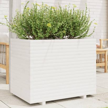 Jardinieră de grădină, alb, 90x60x72,5 cm, lemn masiv de pin GartenMobel Dekor