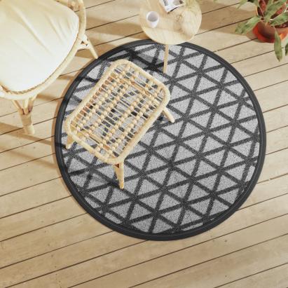 Covor de exterior, negru, Ø120 cm, PP GartenMobel Dekor