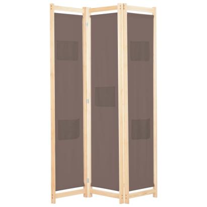 Paravan de cameră cu 3 panouri, maro, 120x170x4 cm, textil GartenMobel Dekor