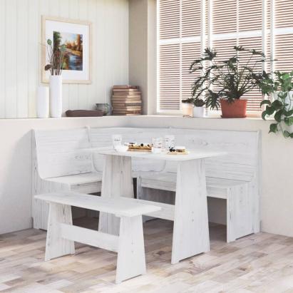Set mobilier de bucătărie, 3 piese, alb, lemn masiv de pin GartenMobel Dekor