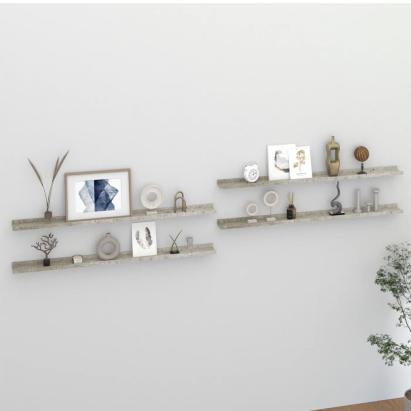 Rafturi de perete, 4 buc., gri beton, 115x9x3 cm GartenMobel Dekor