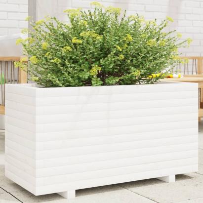Jardinieră de grădină, alb, 90x40x49,5 cm, lemn masiv de pin GartenMobel Dekor