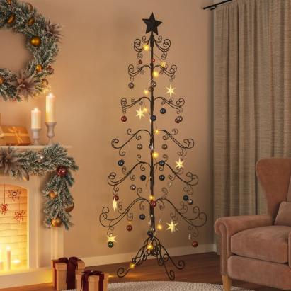 Brad de Crăciun din metal pentru decor, negru, 215 cm GartenMobel Dekor