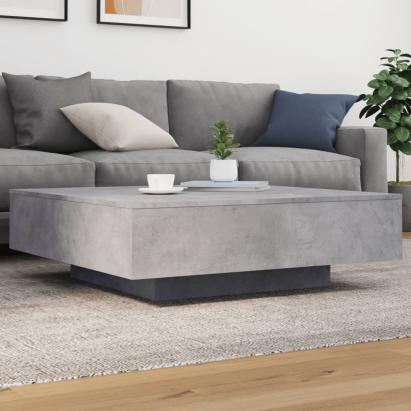 Măsuță de cafea cu lumini LED, gri beton, 100x100x31 cm GartenMobel Dekor