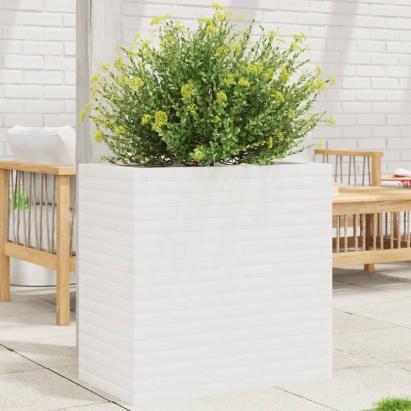 Jardinieră de grădină, alb, 70x40x68,5 cm, lemn masiv de pin GartenMobel Dekor