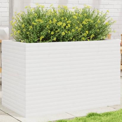 Jardinieră de grădină, alb, 110x60x68,5 cm, lemn masiv de pin GartenMobel Dekor