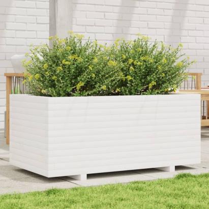 Jardinieră de grădină, alb, 110x60x49,5 cm, lemn masiv de pin GartenMobel Dekor
