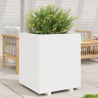 Jardinieră de grădină, alb, 60x60x72,5 cm, lemn masiv de pin GartenMobel Dekor