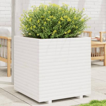Jardinieră de grădină, alb, 70x70x72,5 cm, lemn masiv de pin GartenMobel Dekor