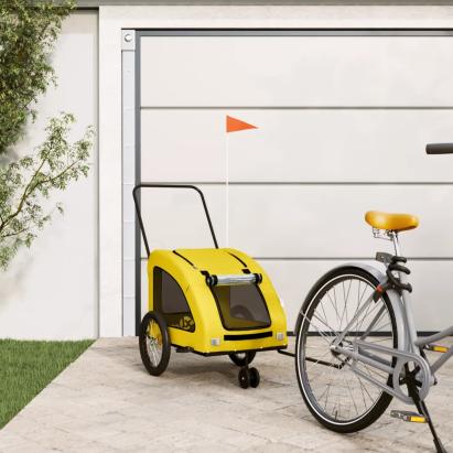 Remorcă de bicicletă animale companie galben textil oxford/fier GartenMobel Dekor