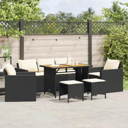 Set mobilier de grădină cu perne, 6 piese, negru, poliratan GartenMobel Dekor