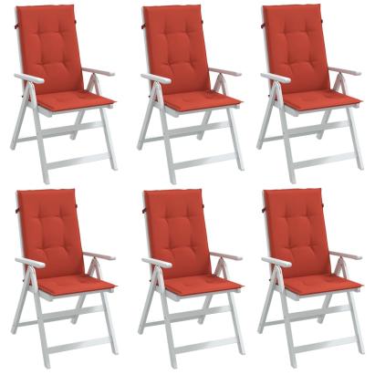Perne scaun spătar înalt, 6 buc. melanj roșu 120x50x4 cm textil GartenMobel Dekor