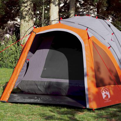 Cort camping cupolă 3 persoane, gri/portocaliu, setare rapidă GartenMobel Dekor