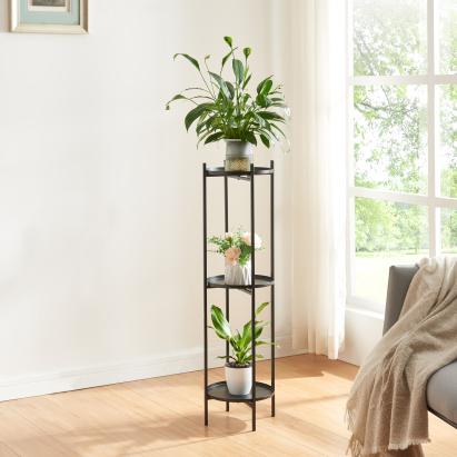 Suport plante Tuusula 94x25cm negru cu 3 rafturi [en.casa] HausGarden Leisure