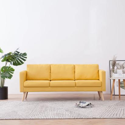 Canapea cu 3 locuri, galben, material textil GartenMobel Dekor