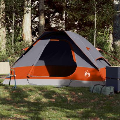 Cort de camping pentru 2 persoane, gri/portocaliu, impermeabil GartenMobel Dekor