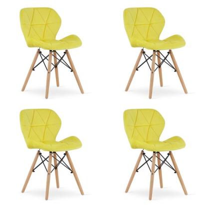 Set 4 scaune stil scandinav, Artool, Lago, catifea, lemn, galben, 48x52.5x74 cm GartenVIP DiyLine