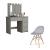 Masa de toaleta/machiaj + scaun Cava, gri, cu oglinda si LED-uri, 94x43x141 cm GartenVIP DiyLine