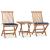 Set mobilier exterior pliabil cu perne, 3 piese, lemn masiv tec GartenMobel Dekor