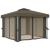 Pavilion cu perdea & șir de lumini LED, gri taupe, 3x3 m GartenMobel Dekor