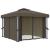 Pavilion cu perdea & șir de lumini LED, gri taupe, 3x3 m GartenMobel Dekor
