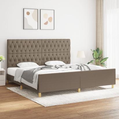 Cadru de pat cu tăblie, gri taupe, 200x200 cm, textil GartenMobel Dekor