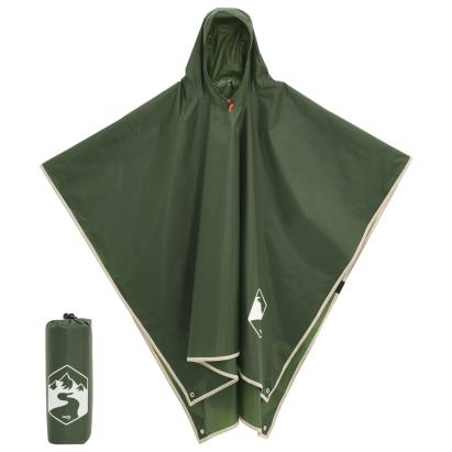 Poncho de ploaie cu glugă, design 2 în 1, verde, 223x145 cm GartenMobel Dekor