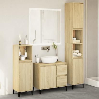 Set mobilier de baie, 3 piese, stejar sonoma, lemn prelucrat GartenMobel Dekor