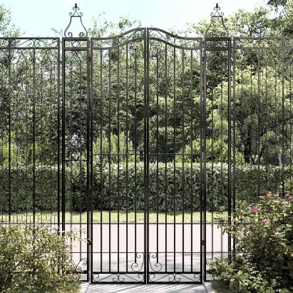 Poartă de grădină, negru, 121x8x200 cm, fier forjat  GartenMobel Dekor