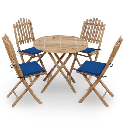 Set mobilier de exterior pliabil, cu perne, 5 piese, bambus GartenMobel Dekor